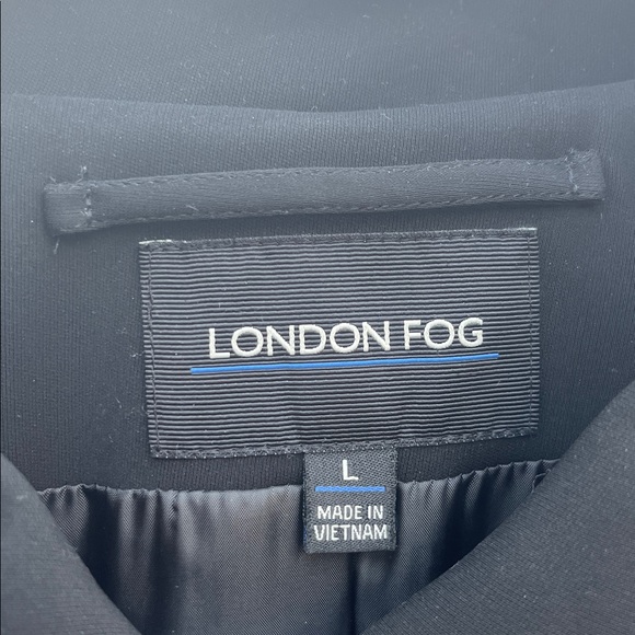 London Fog Trenchcoat Jacket Detachable Hood Black Gold Hardware Size Large - Picture 14 of 16